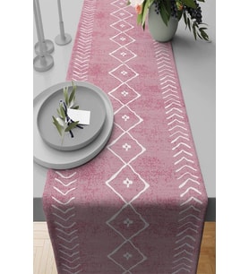 Pembe Moroccan Etnik Premium Masa Örtüsü Runner RNR194