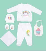 BK Kids Kişiye Özel Hastane Çıkışı, Bebek Kıyafeti, Yeni Doğan Bebek Hediyesi, 6 Parça Bebek Elbise Giyim Seti-2