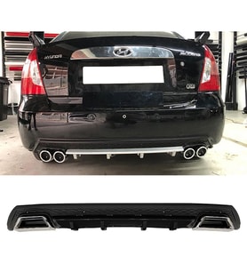 Hyundai Accent Era Siyah Difüzör Çiftli Kare Egzoz Görünümlü D Tip Difizör 2006 - 2009