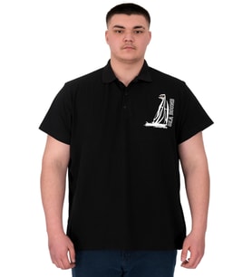 Mode XL Büyük Beden Erkek T-Shirt Polo Sea Bound U25303 Siyah