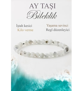 Ay Taşı Doğaltaş Bileklik, Fasetli Doğal Taş Kilo Verme Bileklik B1040 (6mm-16cm)