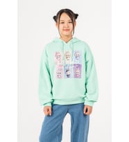Kız Çocuk Labubu Baskılı 3 İplik Kışlık Şardonsuz Sweatshirt 4540 (Mint Yeşili)