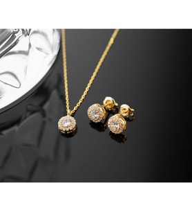 925 Ayar Gümüş Nisan Ayı Doğum Taşı ( Diamond ) Kolye - Küpe Seti