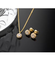 925 Ayar Gümüş Nisan Ayı Doğum Taşı ( Diamond ) Kolye - Küpe Seti
