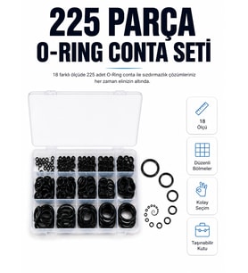 225 Parça Profesyonel O-ring Conta Kiti Su, Yağ Ve Hava Sızdırmazlık Tamir Seti