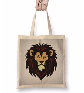 Lion Head Mascot Logo Bez Çanta Uzun Saplı