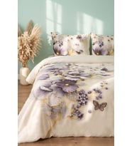 Krem Nayra 3D Flower Çift Kişilik Nevresim Takımı – 4 Parça