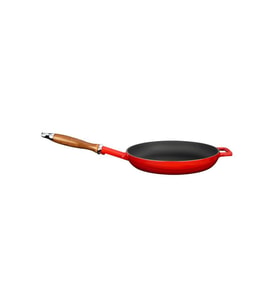 Lava Döküm Yuvarlak Kızartma Tavası Döküm Demir Ve Ahşap Saplı Çap(Ø)28cm. Teşhir