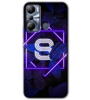 İnfinix Hot 20i Kılıf HD Desen Baskılı Kılıf - Dark Neon Yaprak S Harfi