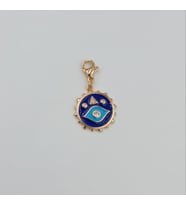 Rose Renk Göz Charm Kolye Ucu – Lacivert Mineli Sembollü, Xuping, Çok Amaçlı Kullanım (3 cm)