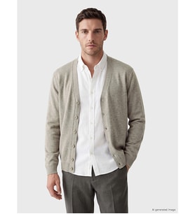 LCWAIKIKI Classic Bej Regular Fit V Yaka Erkek Triko Hırka
