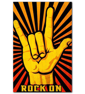 CakatabloSarı Kırmızı El Rock Görseli MDF Tablo