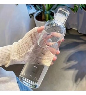 Porsima 2407 Borosilikat Cam Su Şişesi - Su İçme Saatli Dereceli Matara Suluk - Başucu Sürahisi Şeffaf 750 mL