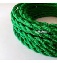 Marketcik 2x0,50mm Yeşil Renk Dekoratif Burgulu Kumaş Kablo, 1 Metre