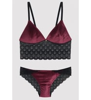 Pierre Cardin 4768 Garnet Kadife Süngerli Bralet Sütyen Takım