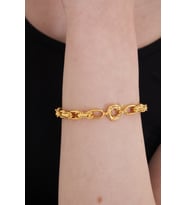 Ventino 18k Altın Kaplama Saf Halka 925 Ayar Gümüş Kadın Bilekik VKB-7011