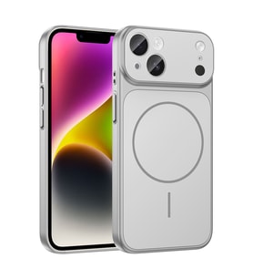 Apple iPhone 14 Uyumlu Kılıf Zore M-Safe Şarj Özellikli Kamera Korumalı Formen Kapak (Gümüş)