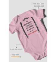 Erkekliğe İlk Adım Baskılı Bebek Zıbını – Çıtçıtlı Body  %100 Pamuk Kısa Kol (Koyu Pembe)