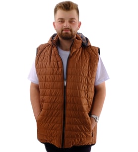 Mode XL Büyük Beden Erkek Kapitone Yelek U24702 Kahverengi