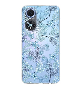 PrintiFy Huawei Nova 9 Uyumlu Kamera Korumalı Floral Mavi Tasarımlı Şeffaf Silikon Kılıf