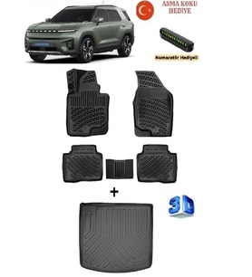 Ssangyong Torres EVX (ELEKTRİKLİ) 2023 Sonrası Uyumlu 3D Havuzlu Paspas ve Bagaj Havuzu Seti ASMA KOKU VE NUMARATÖR HEDİYELİ