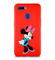 Oppo A12 Soft Premier Kapak Minnie Mouse-F Tasarımlı Silikon Kılıf - Kırmızı (Şeffaf)