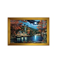 Manzara Temalı Kanvas Tablo 80 x 110 cm Gold Çerçeve