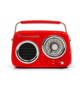 Crownwell Retro Tasarımlı Bluetooth FM Radyo Kırmızı