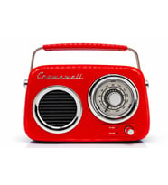 Crownwell Retro Tasarımlı Bluetooth FM Radyo Kırmızı