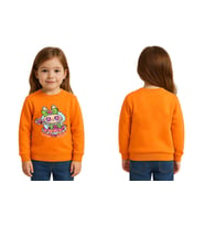 Unisex Labubu Baskılı Çocuk Swaetshirt 3 İplik Şardonlu (Turuncu)