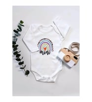 Gökkuşağı Mini Uzun Kol Organik Baskı Bebek Body