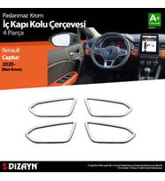 Renault Captur 2 Krom İç Kapı Kolu Çerçevesi 4 Prç. 2020 Üzeri (Mat Krom)