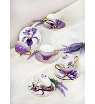 Paçi Orchid Çiçekli Yaldızlı 6 Kişilik Kahve Takımı
