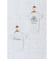 Pia Baby Premium %100 Pamuk İsme Özel Organik Baskılı İkili Set Çıtçıtlı Bebek Body Zıbın Modelleri 5050-17 (Ekru)