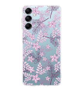 PrintiFy Samsung M14 Uyumlu Kamera Korumalı Floral Pudra Tasarımlı Şeffaf Silikon Kılıf