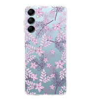 PrintiFy Samsung M14 Uyumlu Kamera Korumalı Floral Pudra Tasarımlı Şeffaf Silikon Kılıf