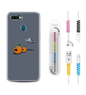 Oppo A5S A15 A16 A54 A55 A73 A74 Kılıf Kablo Koruma Spiral Silikon Orange Escape 1374