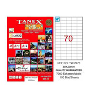 TANEX 2270 LASER ETİKET 40x20mm 70x100 7000 ADET