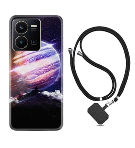 Vivo Y35 Kılıf Silikon Boyun Askılı İpli Desenli Silikon Super Planet 1797