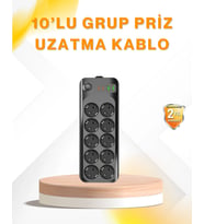 10’Lu Çoklu Priz Termal Korumalı Usb Çıkışlı 2500W Uzatma Kablosu