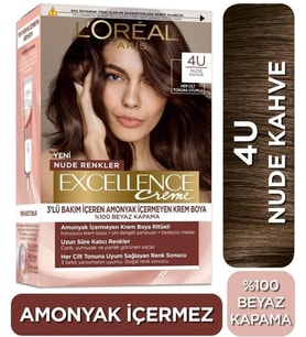 Loreal Excellence Nude Renkler Saç Boyası 4u Nude Kahve