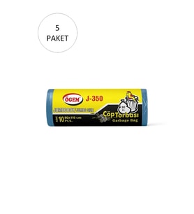 J-350 Jumbo Boy Çöp Torbası 80 x 110 cm 10 Lu Rulo x 5 Paket = 50 Adet (Mavi)
