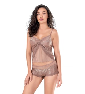 Pilelistore Vizon Jakarlı Babydoll Şort Takımı