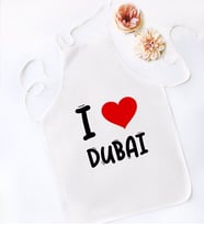 BK Gift I Love Dubai Tasarımlı Beyaz Mutfak Önlüğü - Model 1