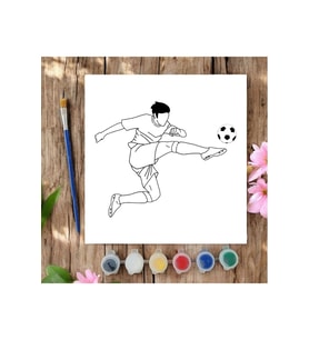 20x20 Tuval Boyama Seti Etkinlik Futbol Boyama Seti (Siyah - Beyaz)