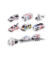 10 Parça Araç Taşıyan Tır Seti - Die Cast - DS047 - Ambulans