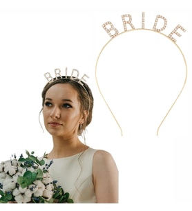 Altın Gold Renk Bekarlığa Veda Kristal Taş Bride Tacı İthal 16x10 cm
