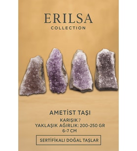 Sertifikalı Ametist Taşı Kütlesi 200-250 Gr – Doğal Ham Kristal Şifa Taşı Stresi Azalt Huzur Ver (Çok Renkli)