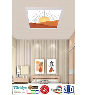 Pastel Art Desenli Tavan Armatürü 60w Led Aydınlatma Hd Avize 60cmx60cm