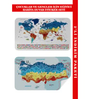 Eğitici - Öğretici Dünya ve Türkiye Haritası Çocuk Odası Duvar Sticker  3891xl